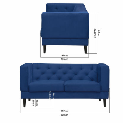 Willford Tufted Back Fabric Sofa - Blue