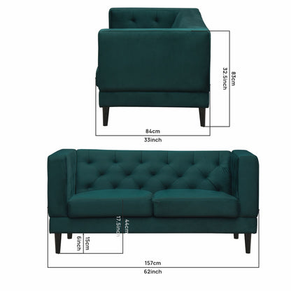 Willford Tufted Back Fabric Sofa - Green