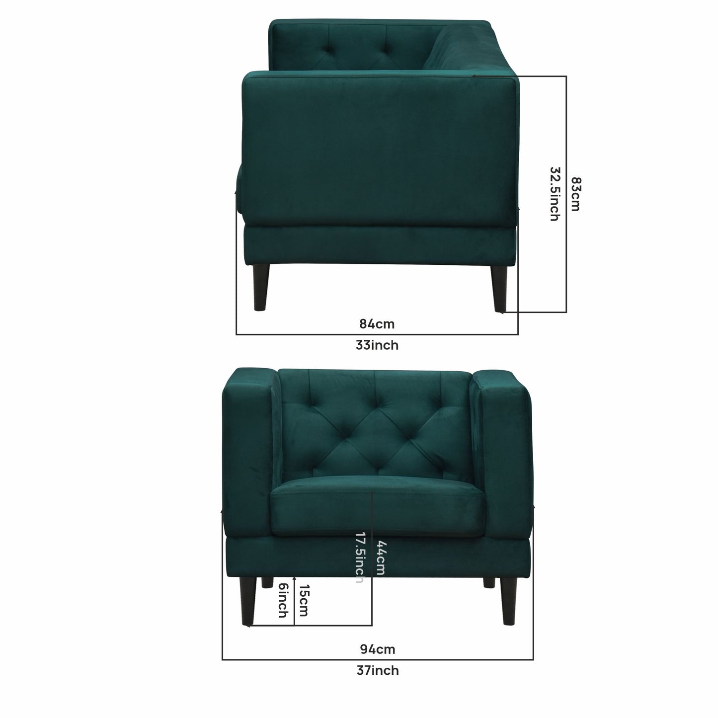 Willford Tufted Back Fabric Sofa - Green