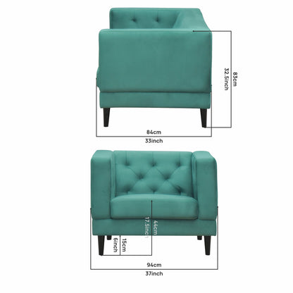 Willford Tufted Back Fabric Sofa - Sea Green