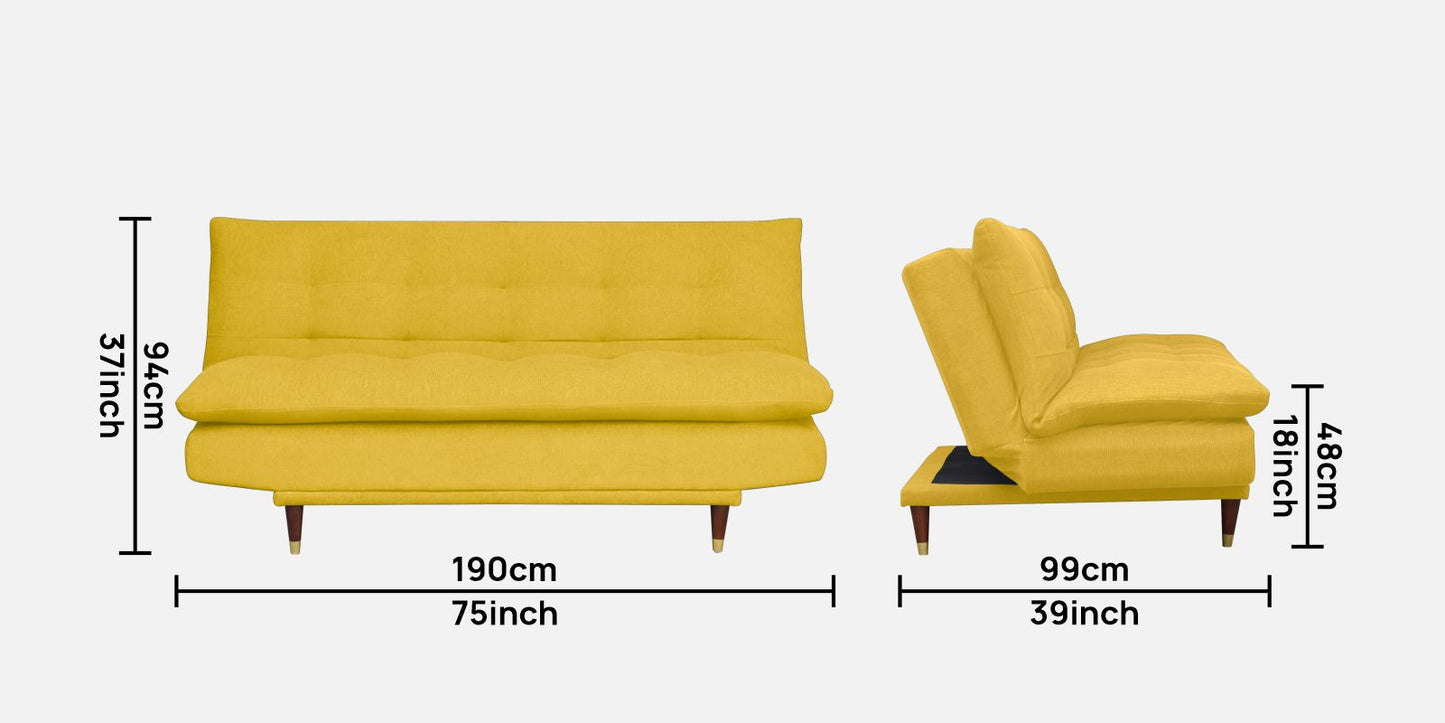 Quinn 3 Seater Sofa cum Bed- Yellow