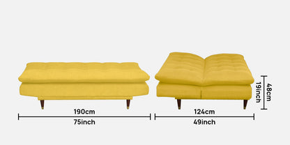 Quinn 3 Seater Sofa cum Bed- Yellow