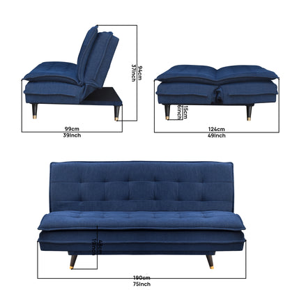 Ashbel 3 Seater Sofa Cum Bed- Blue