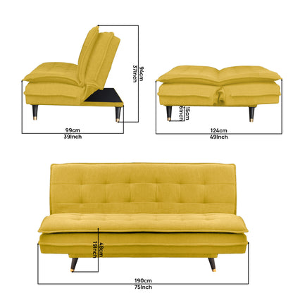 Ashbel 3 Seater Sofa Cum Bed- Yellow