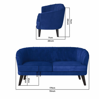 Arther Tufted Back Fabric Sofa - Blue