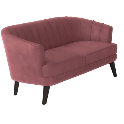 Arther Tufted Back Fabric Sofa - Dark Pink