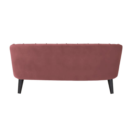 Arther Tufted Back Fabric Sofa - Dark Pink