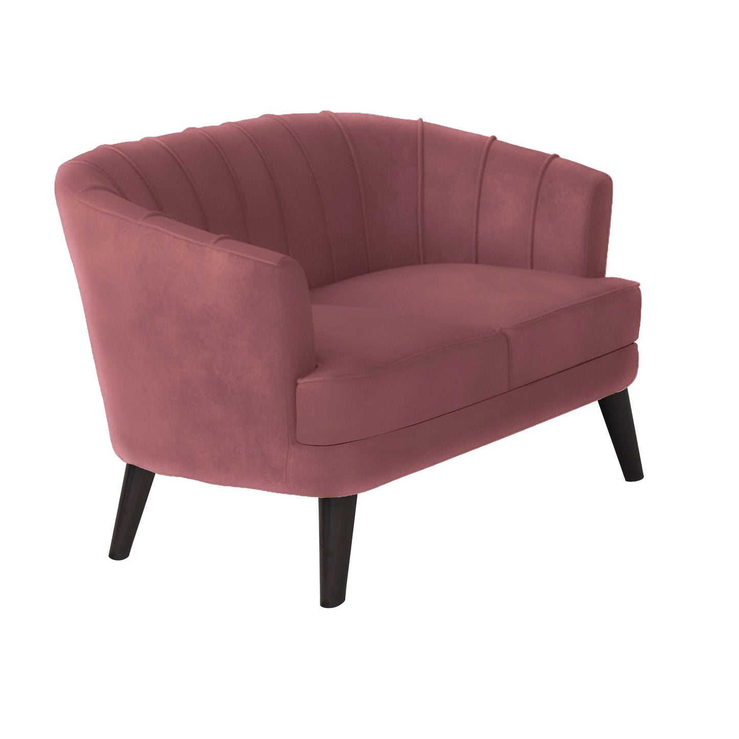 Arther Tufted Back Fabric Sofa - Dark Pink