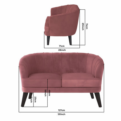 Arther Tufted Back Fabric Sofa - Dark Pink