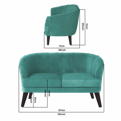 Arther Tufted Back Fabric Sofa - Sea Green