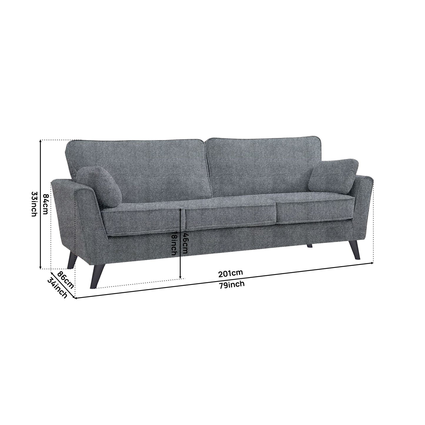 Regal Fabric Sofa - Grey