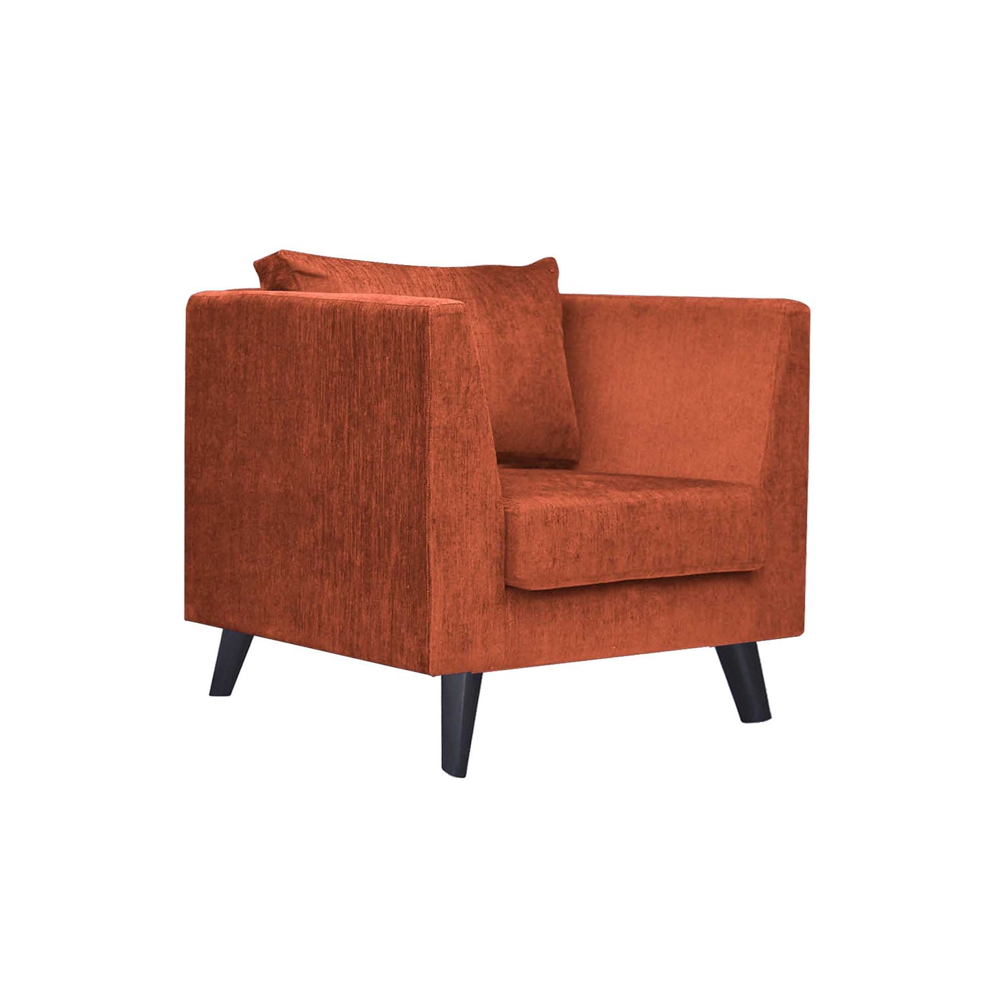 Royce Cushion Back Fabric Sofa - Dark Orange