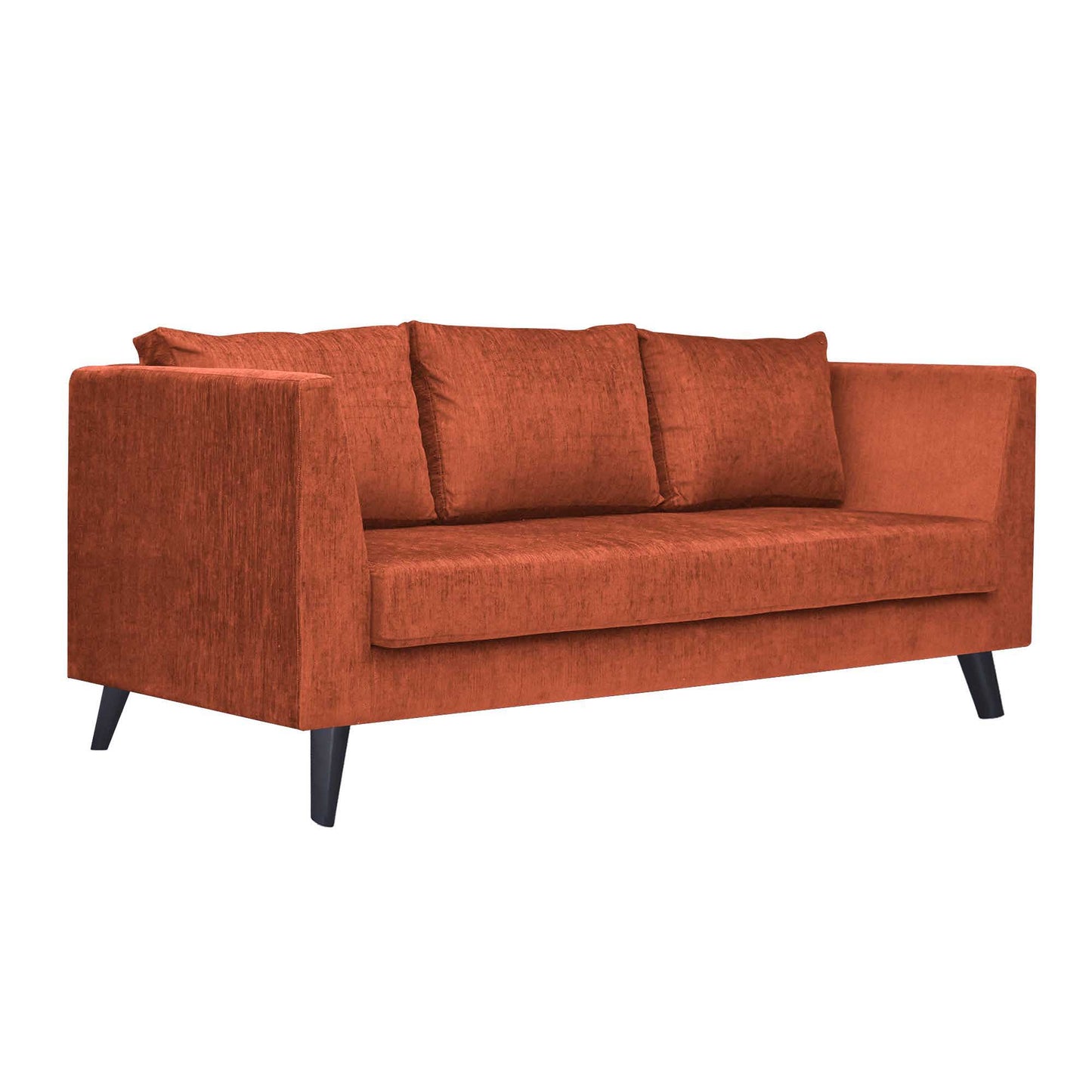 Royce Cushion Back Fabric Sofa - Dark Orange