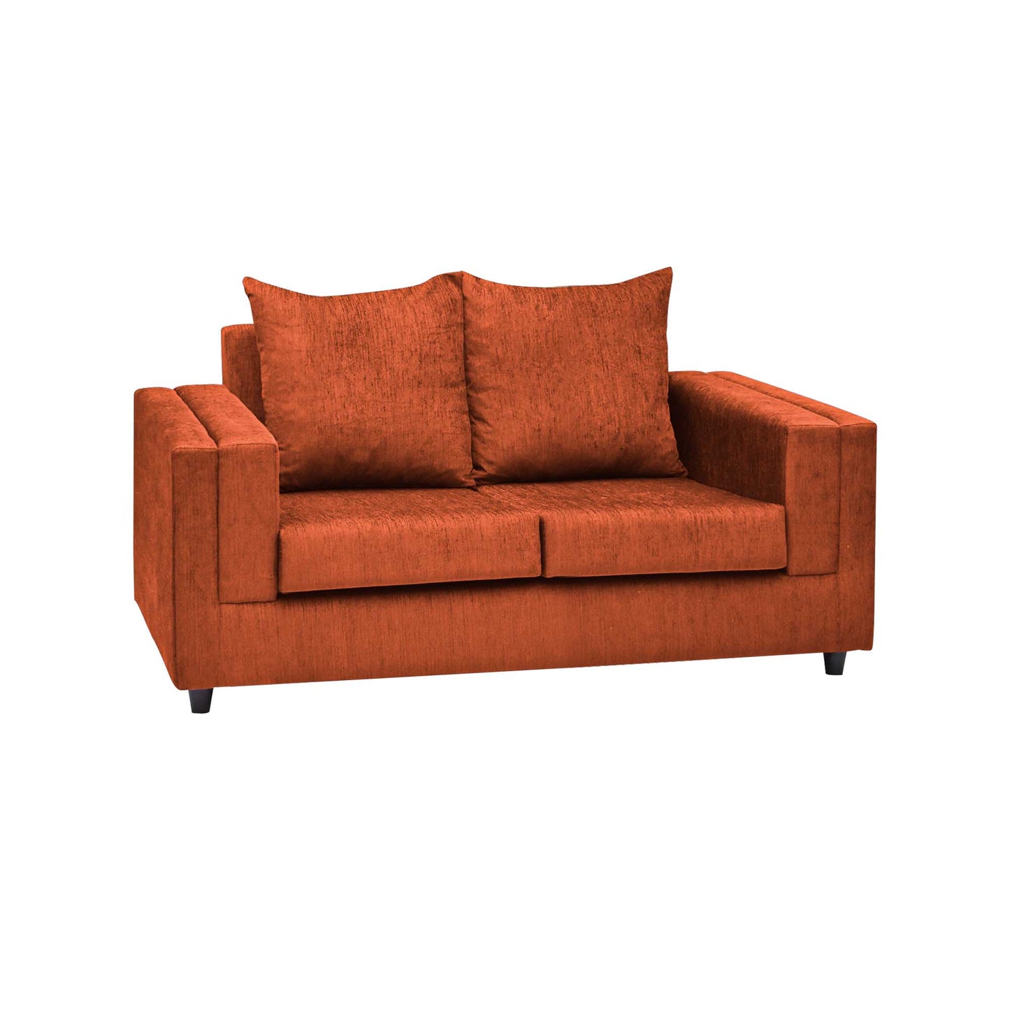 Perri Cushion Back Fabric Sofa - Dark Orange