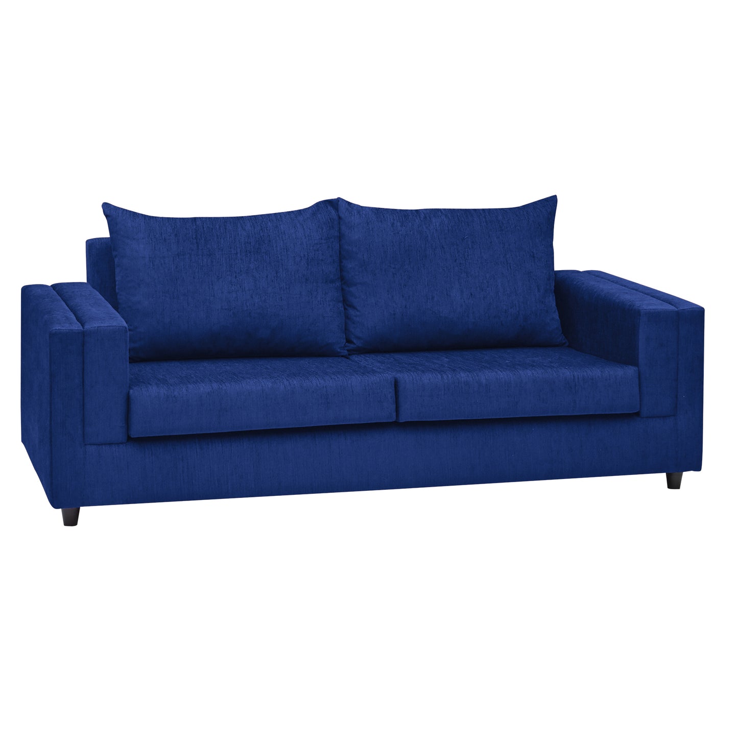 Perri Cushion Back Fabric Sofa - Navy Blue