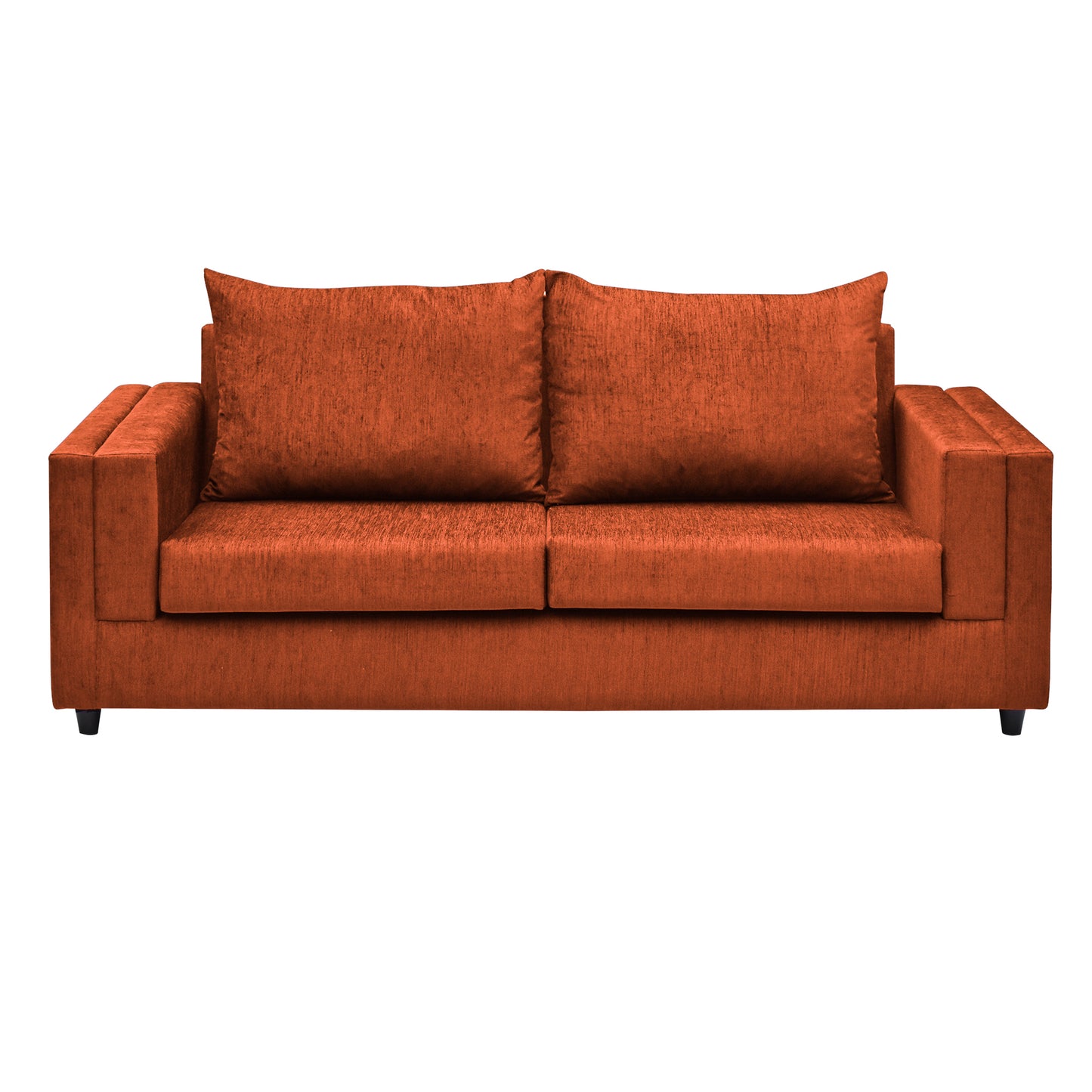 Perri Cushion Back Fabric Sofa - Dark Orange