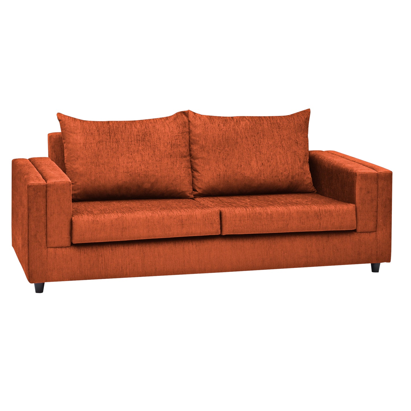 Perri Cushion Back Fabric Sofa - Dark Orange