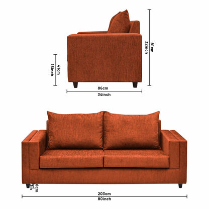 Perri Cushion Back Fabric Sofa - Dark Orange