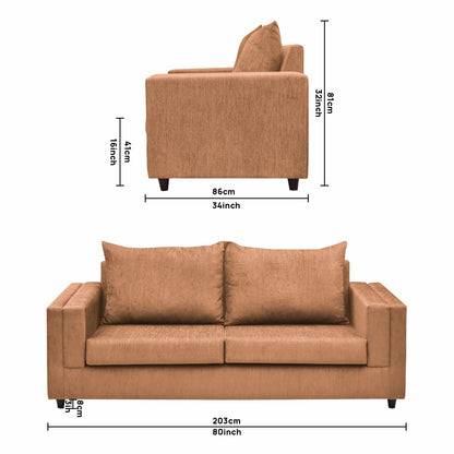 Perri Cushion Back Fabric Sofa - Fawn