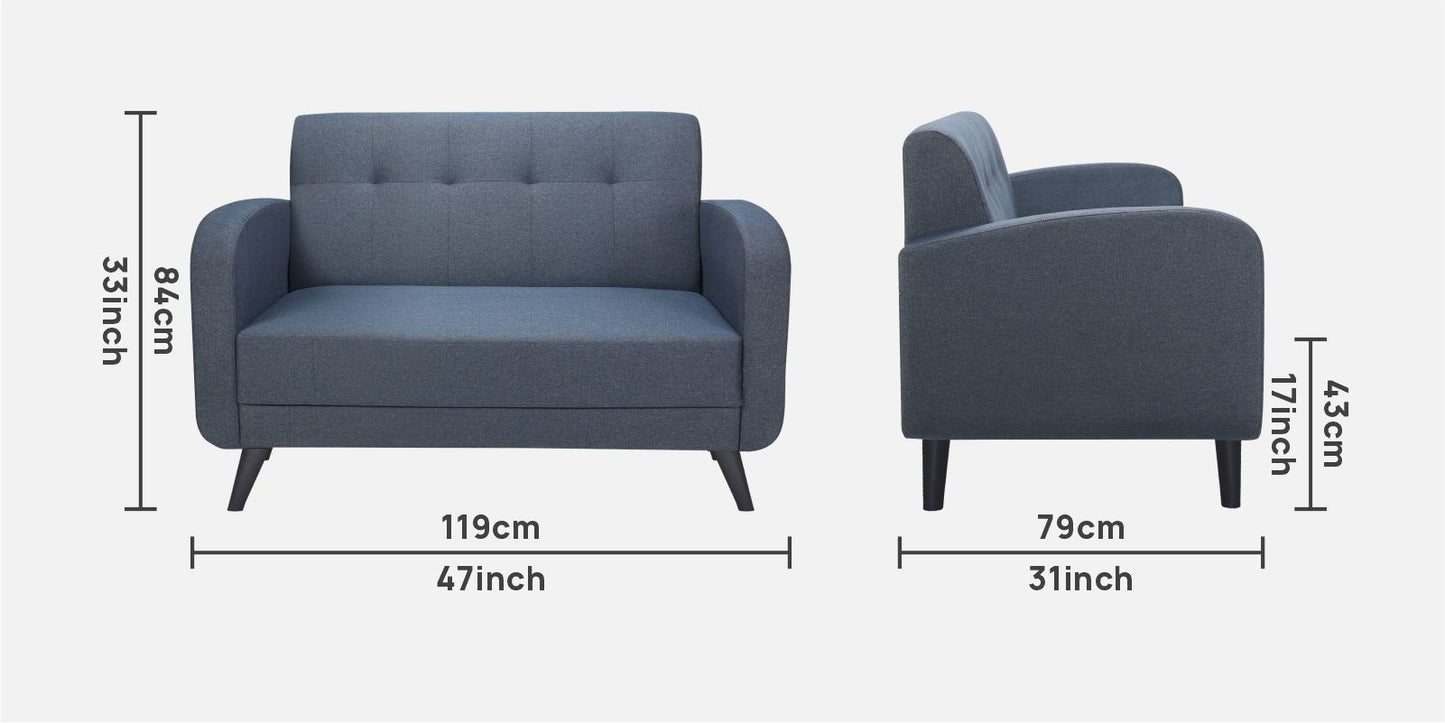 Xena Tufted Back Fabric Sofa- Blue