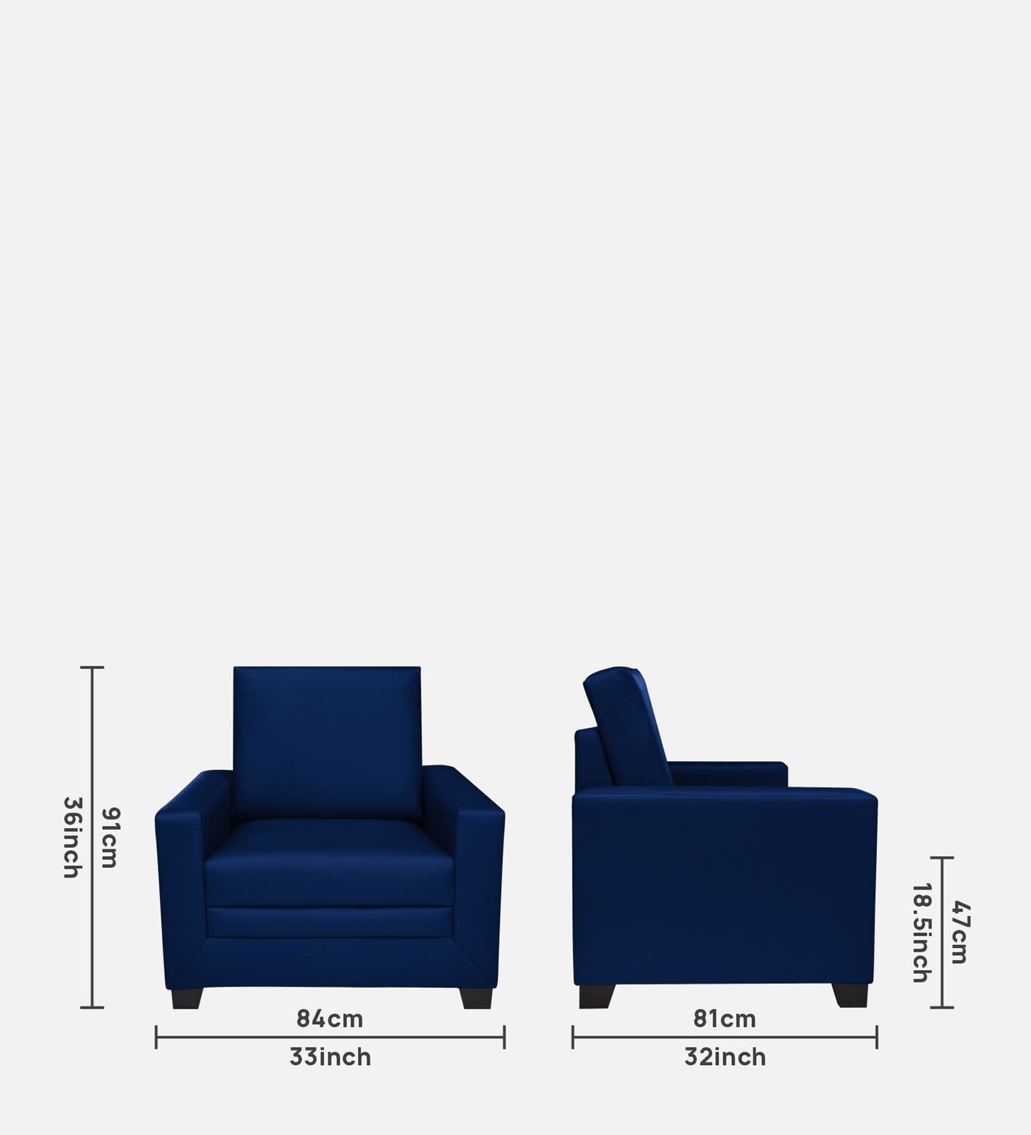 Ryan Leatherette Sofa - Blue