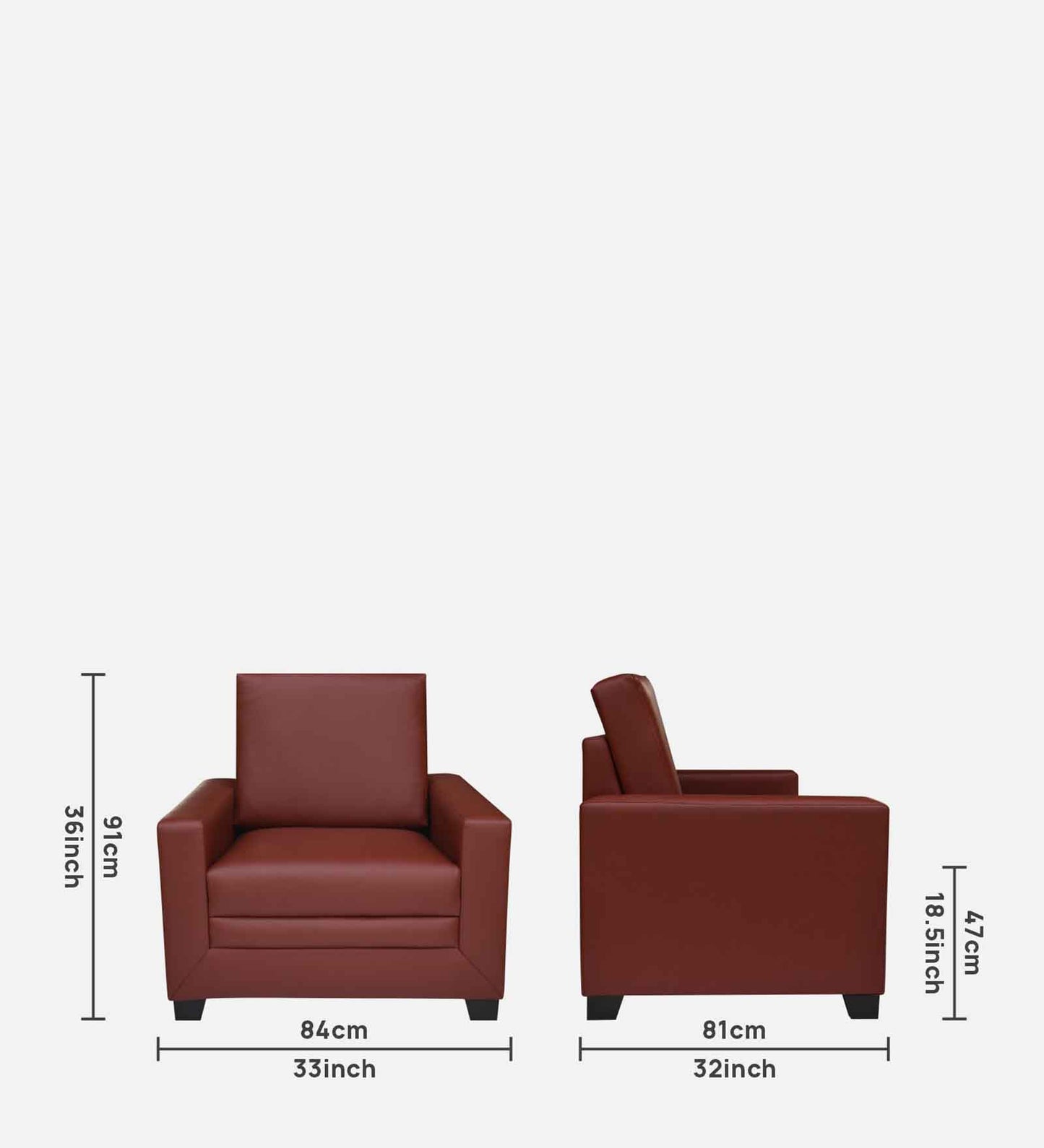 Ryan Leatherette Sofa - Wine Red