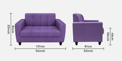 Laura Quilted Back Fabric Sofa - Purple