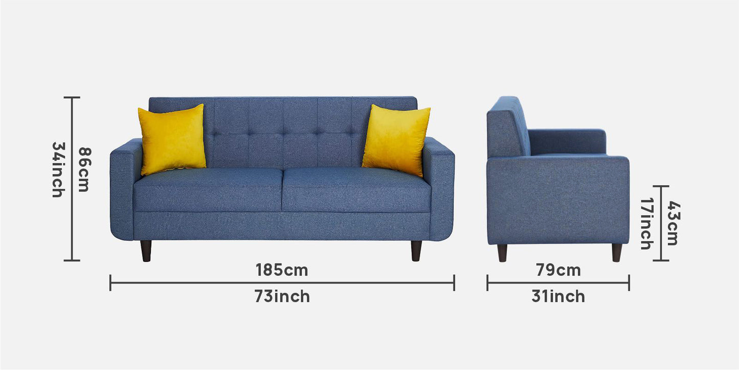 Costa Rica Tufted Back 3 Seater Fabric Sofa - Blue