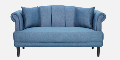 Davian Quilted Back 2 Seater Fabric Sofa - Blue