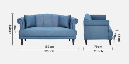 Davian Quilted Back 2 Seater Fabric Sofa - Blue