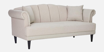 Davian Quilted Back 3 Seater Fabric Sofa - Beige