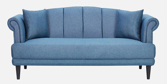 Davian Quilted Back 3 Seater Fabric Sofa - Blue