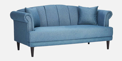 Davian Quilted Back 3 Seater Fabric Sofa - Blue