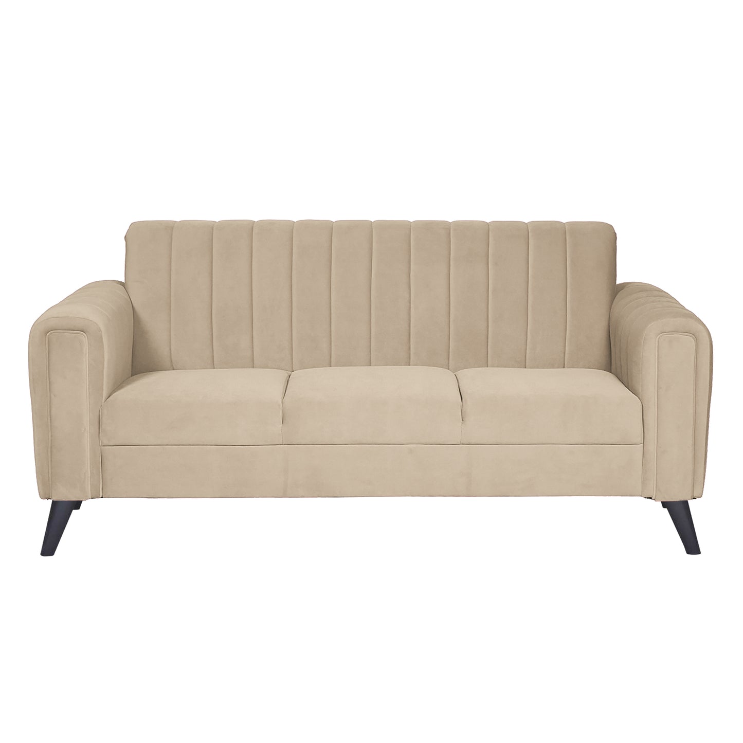 Mabel Three Seater Quilted Back Sofa Fabric 3 Seater Sofa - Beige