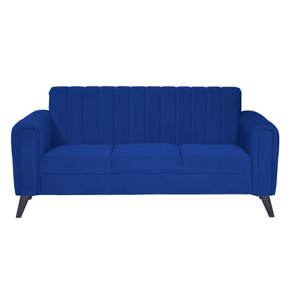 Mabel Three Seater Quilted Back Sofa Fabric 3 Seater Sofa - Blue