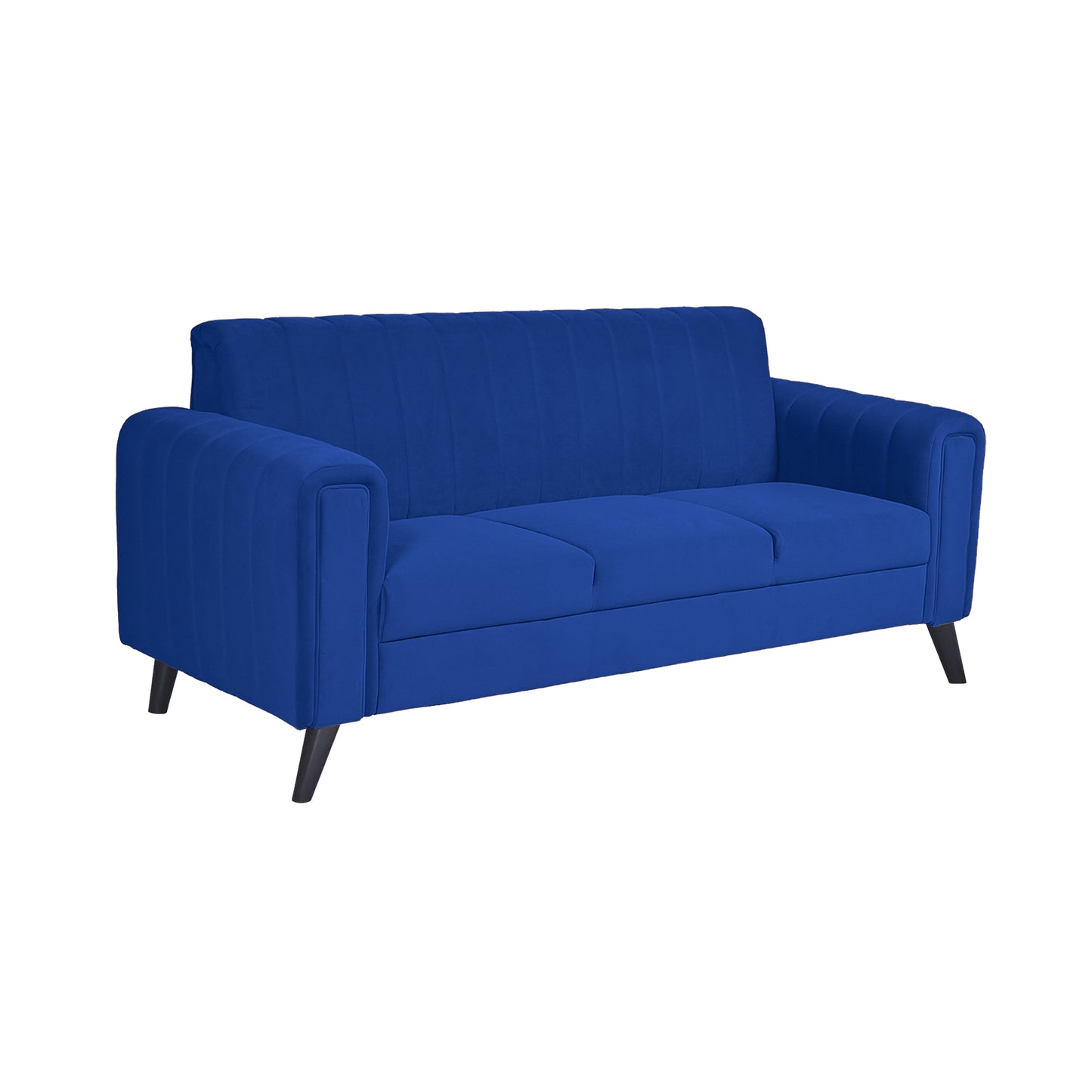 Mabel Three Seater Quilted Back Sofa Fabric 3 Seater Sofa - Blue