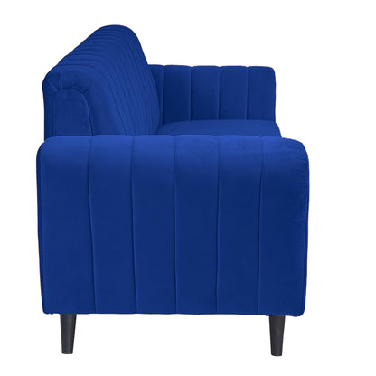 Mabel Three Seater Quilted Back Sofa Fabric 3 Seater Sofa - Blue