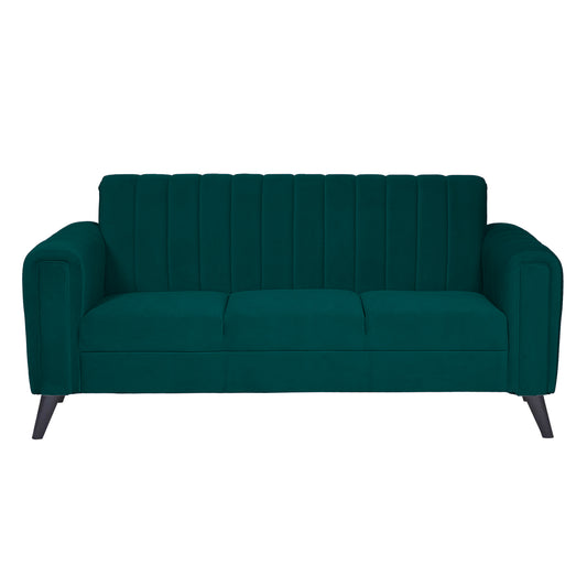 Mabel Three Seater Quilted Back Sofa Fabric 3 Seater Sofa - Green