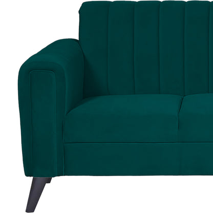 Mabel Three Seater Quilted Back Sofa Fabric 3 Seater Sofa - Green