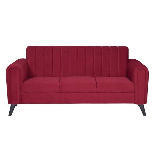 Mabel Three Seater Quilted Back Sofa Fabric 3 Seater Sofa - Maroon