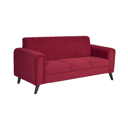 Mabel Three Seater Quilted Back Sofa Fabric 3 Seater Sofa - Maroon