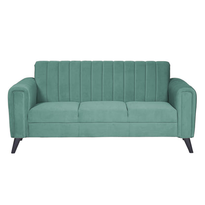 Mabel Three Seater Quilted Back Sofa Fabric 3 Seater Sofa - Sea Green