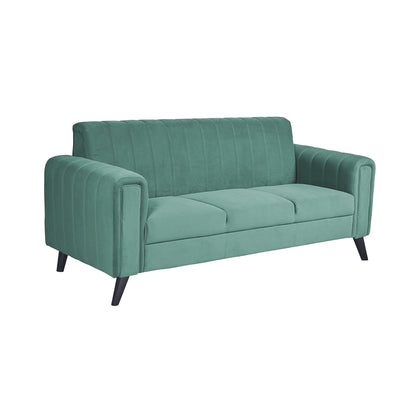 Mabel Three Seater Quilted Back Sofa Fabric 3 Seater Sofa - Sea Green