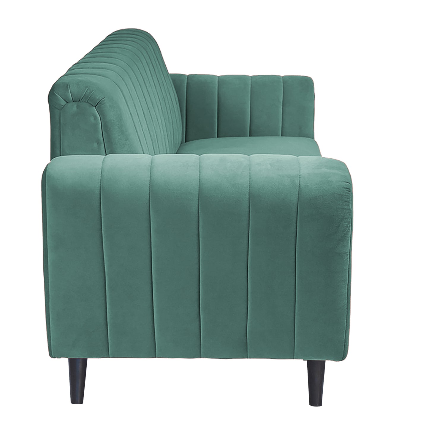 Mabel Three Seater Quilted Back Sofa Fabric 3 Seater Sofa - Sea Green