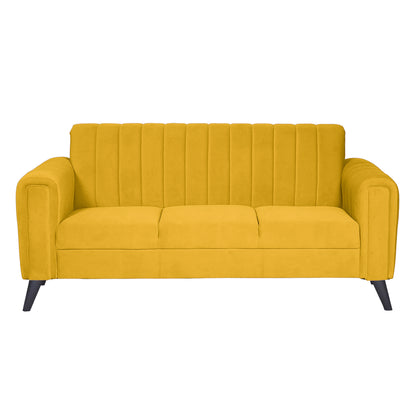 Mabel Three Seater Quilted Back Sofa Fabric 3 Seater Sofa - Yellow