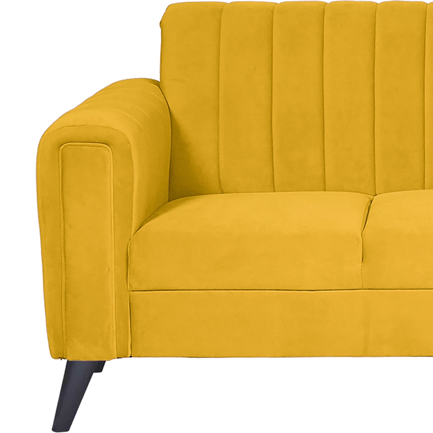 Mabel Three Seater Quilted Back Sofa Fabric 3 Seater Sofa - Yellow