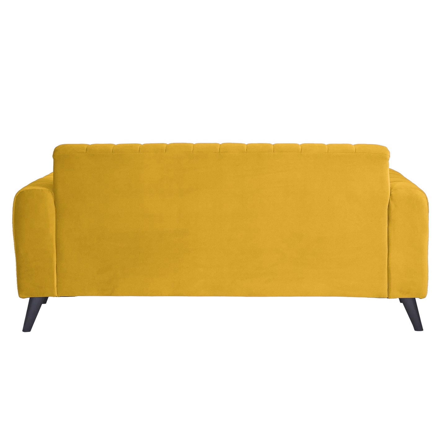 Mabel Three Seater Quilted Back Sofa Fabric 3 Seater Sofa - Yellow