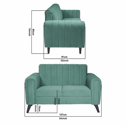 Mabel Two Seater Quilted Back Sofa Fabric 2 Seater Sofa - Sea Green