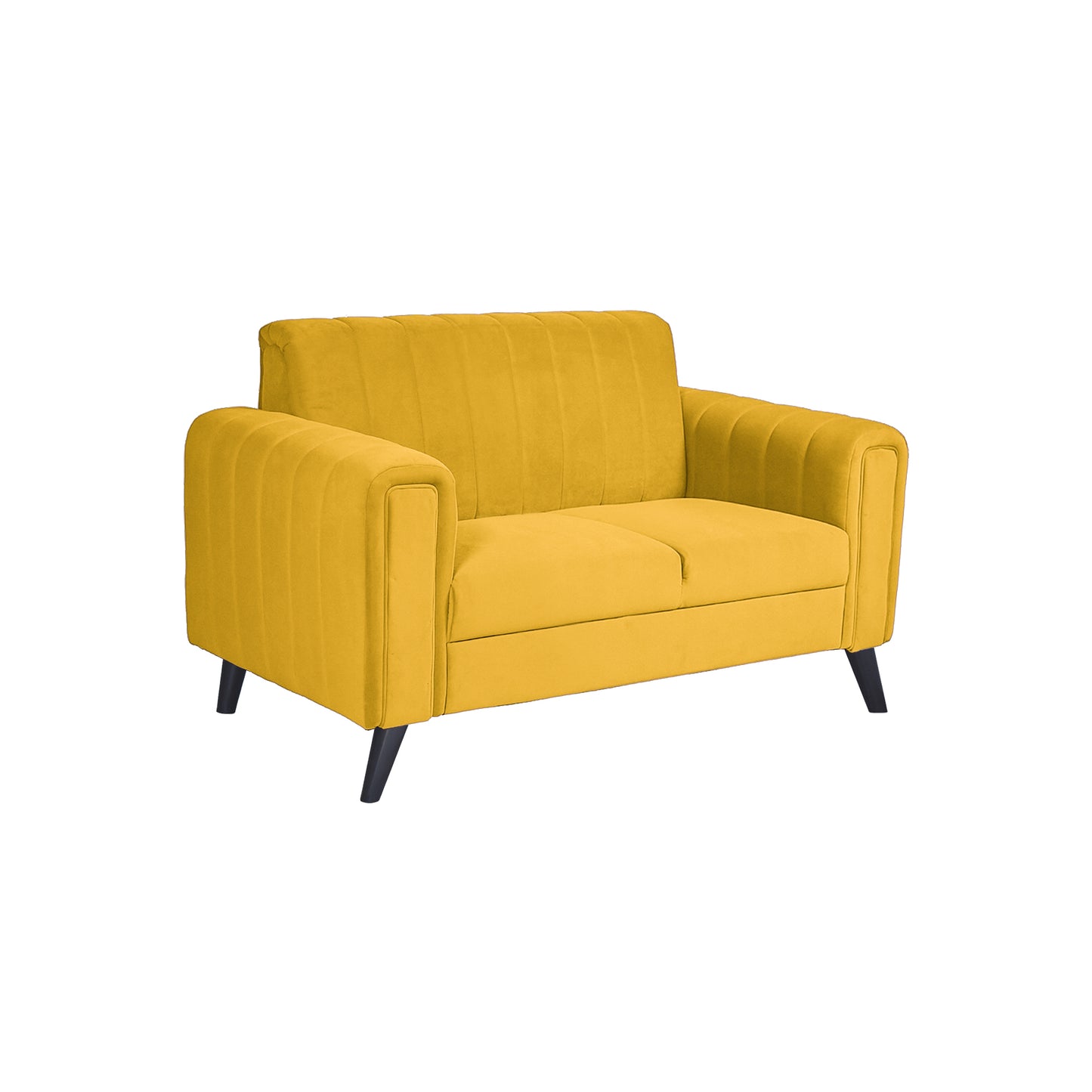 Mabel Two Seater Quilted Back Sofa Fabric 2 Seater Sofa - Yellow