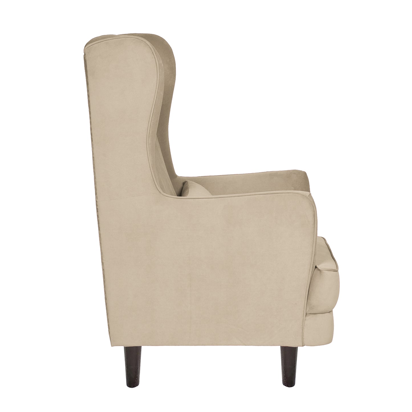 Mabel Tufted Wing Chair Solid Wood Living Room Chair- Beige